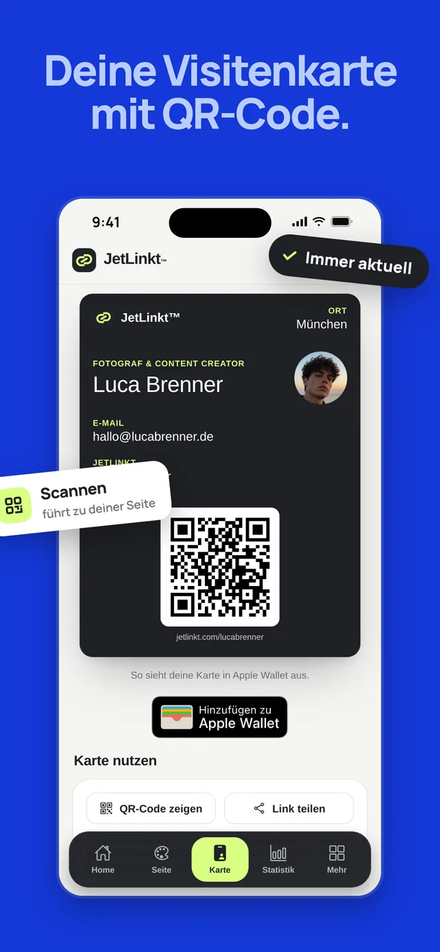 Digitale Visitenkarte in der JetLinkt™ App