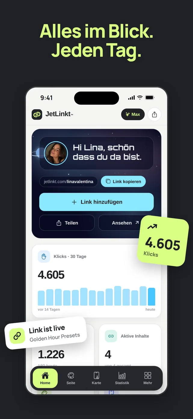 Übersicht in der JetLinkt™ App
