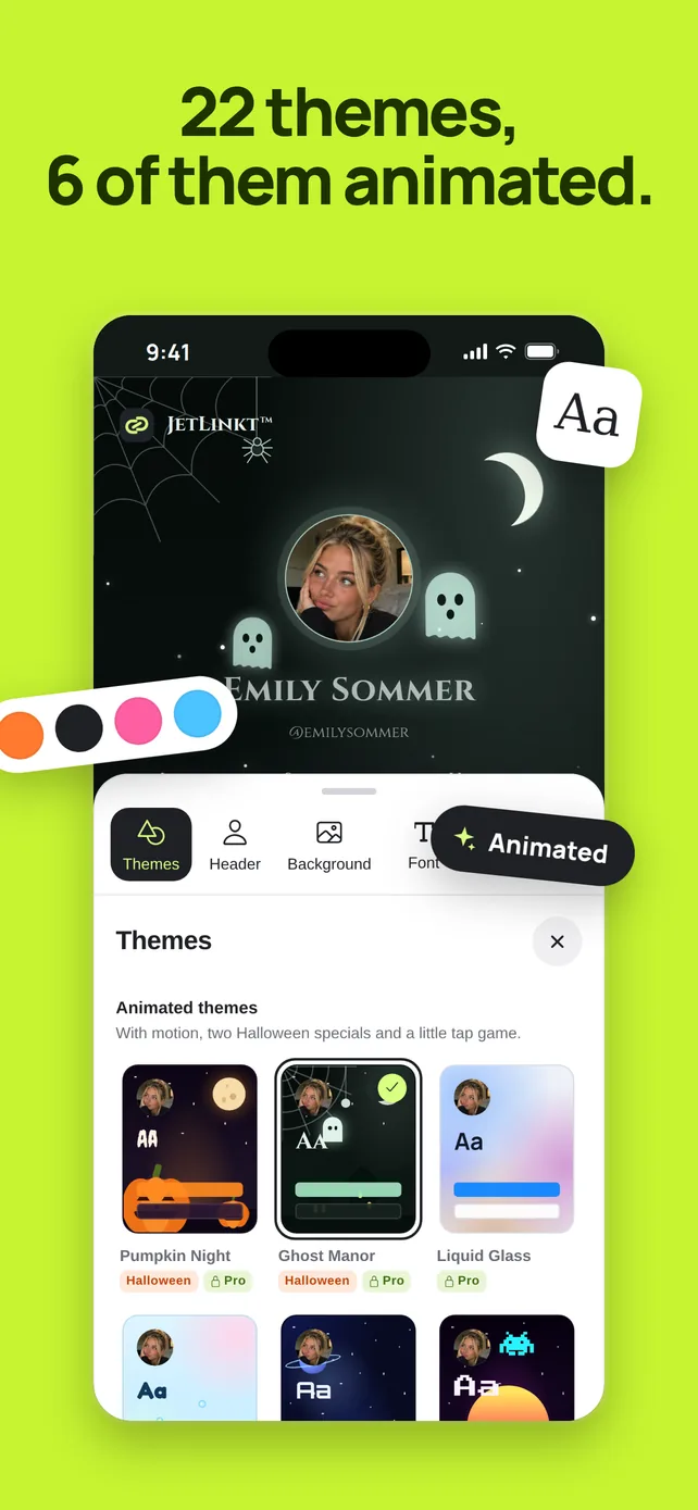 Themes in the JetLinkt™ app